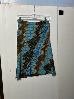 XOXO  MULTICOLORED KNIT FLARE MIDI LINED SKIRT SMALL VINTAGE USA WHIMSICAL